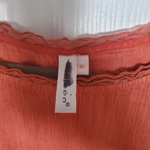 KLEEN Silk Linen Blend Womens XL Lagenlook Terracotta Orange Top - Picture 4 of 7